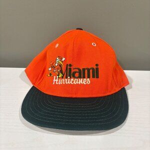 Vintage Miami Hurricanes Snapback Hat Orange & Black Embroidered Logo 90s